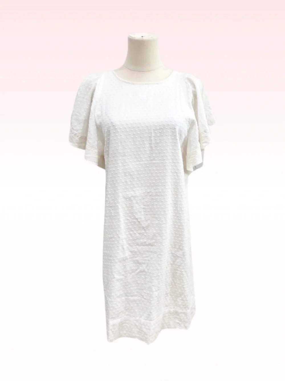 J.CREW White Ruffle Sleeve Textured Dress (Sz 0)